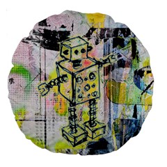 Graffiti Graphic Robot Large 18  Premium Round Cushion  by ArtistRoseanneJones