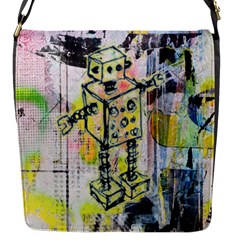 Graffiti Graphic Robot Flap Closure Messenger Bag (small)