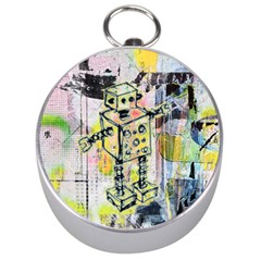 Graffiti Graphic Robot Silver Compass