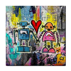 Graffiti Pop Robot Love Ceramic Tile by ArtistRoseanneJones