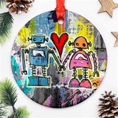 Graffiti Pop Robot Love Round Ornament