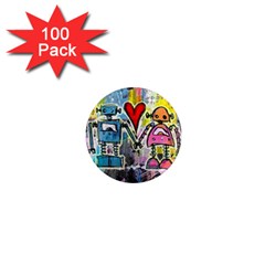 Graffiti Pop Robot Love 1  Mini Button Magnet (100 Pack)