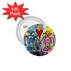 Graffiti Pop Robot Love 1 75  Button (100 Pack)