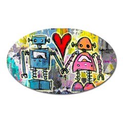 Graffiti Pop Robot Love Magnet (oval)