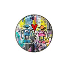 Graffiti Pop Robot Love Golf Ball Marker (for Hat Clip) by ArtistRoseanneJones