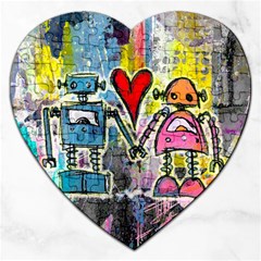 Graffiti Pop Robot Love Jigsaw Puzzle (heart) by ArtistRoseanneJones