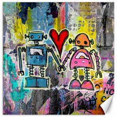 Graffiti Pop Robot Love Canvas 16  X 16  (unframed)