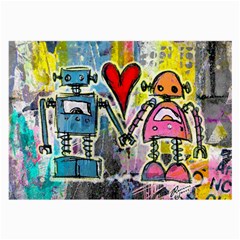 Graffiti Pop Robot Love Glasses Cloth (large, Two Sided)