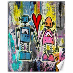 Graffiti Pop Robot Love Canvas 11  X 14  (unframed) by ArtistRoseanneJones