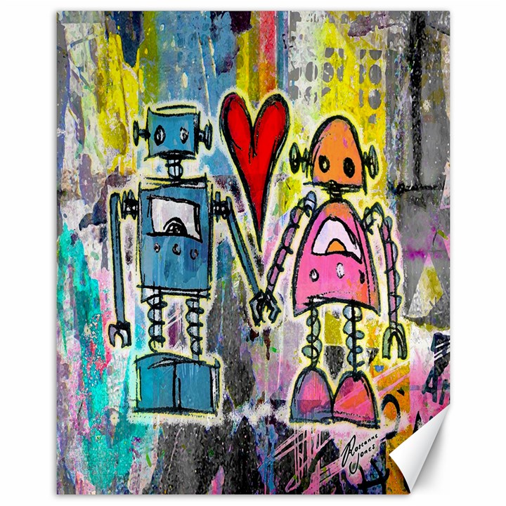 Graffiti Pop Robot Love Canvas 11  x 14  (Unframed)