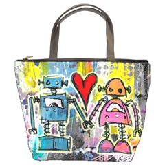 Graffiti Pop Robot Love Bucket Handbag