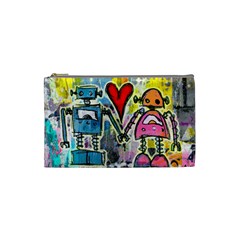 Graffiti Pop Robot Love Cosmetic Bag (small)