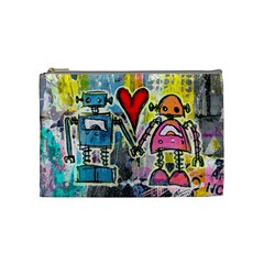 Graffiti Pop Robot Love Cosmetic Bag (medium)