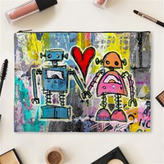 Graffiti Pop Robot Love Cosmetic Bag (xl) by ArtistRoseanneJones