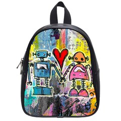 Graffiti Pop Robot Love School Bag (small) by ArtistRoseanneJones