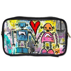 Graffiti Pop Robot Love Travel Toiletry Bag (two Sides) by ArtistRoseanneJones