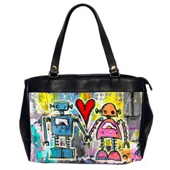 Graffiti Pop Robot Love Oversize Office Handbag (two Sides)