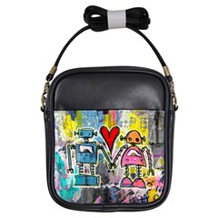 Graffiti Pop Robot Love Girl s Sling Bag