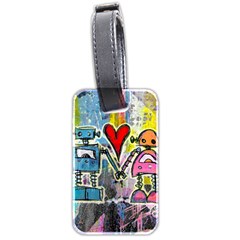 Graffiti Pop Robot Love Luggage Tag (two Sides) by ArtistRoseanneJones