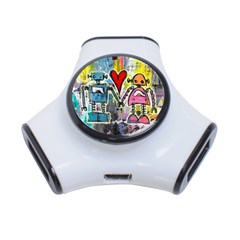 Graffiti Pop Robot Love 3 Port Usb Hub by ArtistRoseanneJones