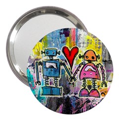 Graffiti Pop Robot Love 3  Handbag Mirror