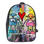 Graffiti Pop Robot Love School Bag (XL) Front