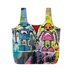 Graffiti Pop Robot Love Reusable Bag (m) by ArtistRoseanneJones