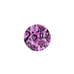 Pink Scene Kid Sketches 1  Mini Button Magnet by ArtistRoseanneJones