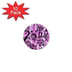 Pink Scene Kid Sketches 1  Mini Button Magnet (10 Pack)