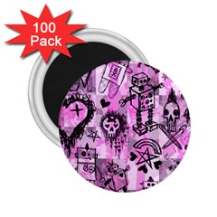 Pink Scene Kid Sketches 2 25  Button Magnet (100 Pack) by ArtistRoseanneJones