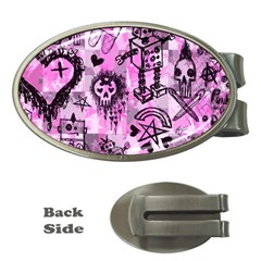 Pink Scene Kid Sketches Money Clip (oval) by ArtistRoseanneJones