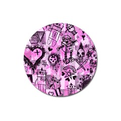 Pink Scene Kid Sketches Magnet 3  (round)