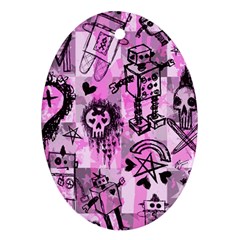 Pink Scene Kid Sketches Oval Ornament (two Sides) by ArtistRoseanneJones