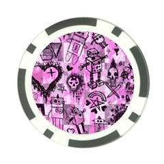 Pink Scene Kid Sketches Poker Chip by ArtistRoseanneJones