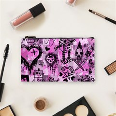 Pink Scene Kid Sketches Cosmetic Bag (small) by ArtistRoseanneJones