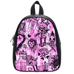 Pink Scene Kid Sketches School Bag (small) by ArtistRoseanneJones