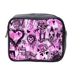 Pink Scene Kid Sketches Mini Travel Toiletry Bag (two Sides)