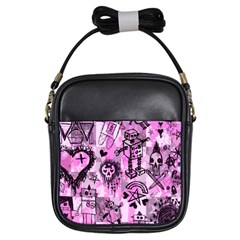 Pink Scene Kid Sketches Girl s Sling Bag