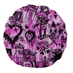 Pink Scene Kid Sketches Large 18  Premium Flano Round Cushion  by ArtistRoseanneJones