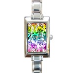 Rainbow Scene Kid Sketches Rectangular Italian Charm Watch Front