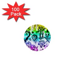 Rainbow Scene Kid Sketches 1  Mini Button (100 Pack) by ArtistRoseanneJones