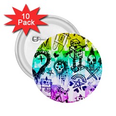 Rainbow Scene Kid Sketches 2 25  Button (10 Pack)