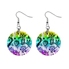 Rainbow Scene Kid Sketches Mini Button Earrings