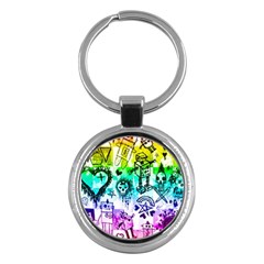 Rainbow Scene Kid Sketches Key Chain (round)