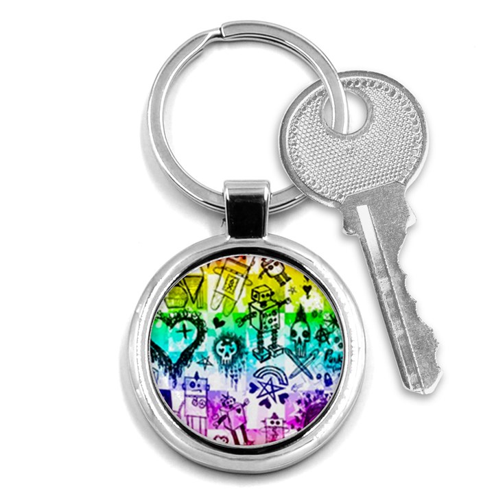 Rainbow Scene Kid Sketches Key Chain (Round)