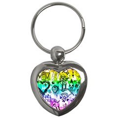 Rainbow Scene Kid Sketches Key Chain (heart)