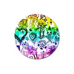 Rainbow Scene Kid Sketches Magnet 3  (round) by ArtistRoseanneJones