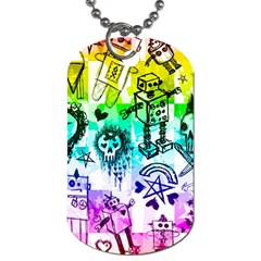 Rainbow Scene Kid Sketches Dog Tag (one Sided) by ArtistRoseanneJones