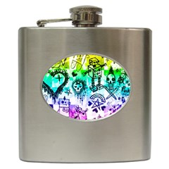 Rainbow Scene Kid Sketches Hip Flask