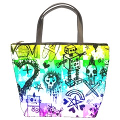 Rainbow Scene Kid Sketches Bucket Handbag by ArtistRoseanneJones